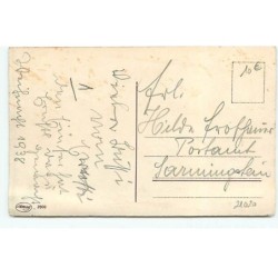 n°21020 - Fröhliche Weihnachten - Fillettes tirant une luge avec un panier, et portant des lampions