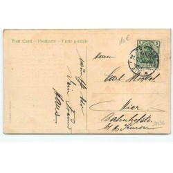 n°21036 - Carte Gaufrée - Glückliches Neues Jahr - Garçon tombé en portant des skis