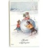 n°21045 - Ohler - Herzliche Neujahrsgrüsse - Chats habillés autour d'une boule de neige