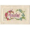 n°21152 - Carte Brodée - Prénom - André - Myosotis