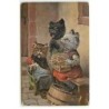 n°21173 - A. Thiele - Chats habillés, l'un tenant une cage vide, un autre une poupée