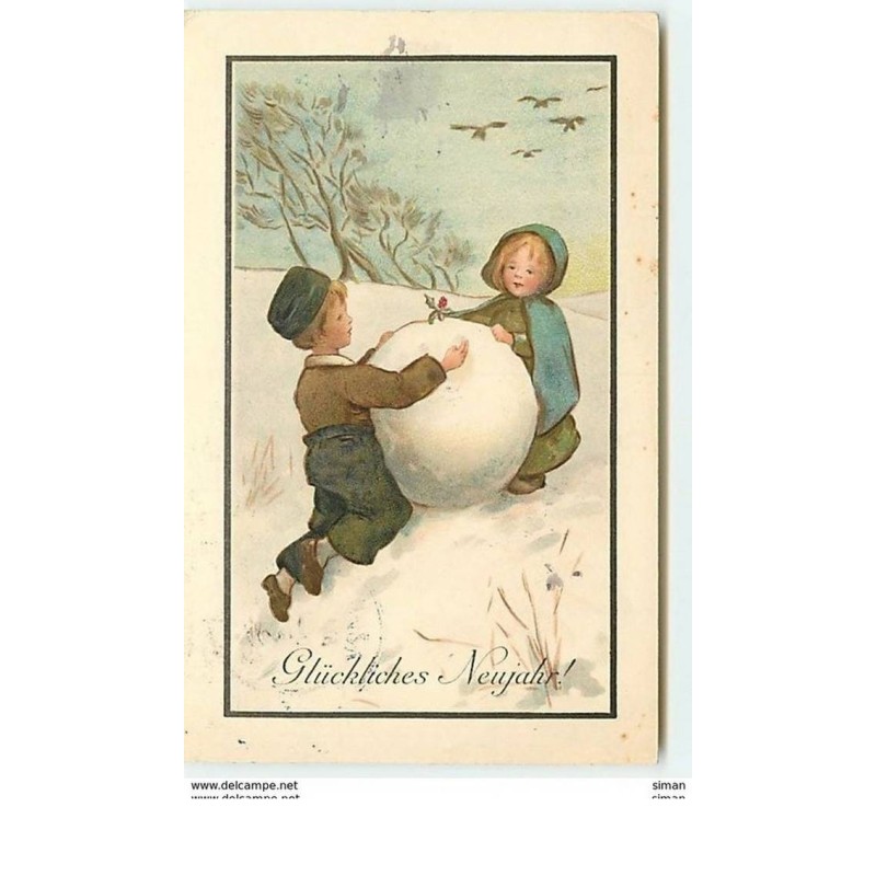n°11238 - Carte Fantaisie - MM Vienne n°522 - Enfants faisant une Boule de neige
