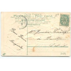 n°21184 - Carte Gaufrée - Joyeux Noël - Un ange gardien jouant avec une fillette