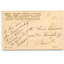 n°21190 - Carte Gaufrée - Bonne Année - Enfants avec des cochons et des trèfles dans une brouette