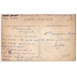 n°21205 - Carte Brodée - Portrait d'un militaire dans un médaillon et une rose brodée
