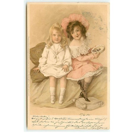 n°21209 - Meissner - MSM - Deux fillettes assisent côte à côte