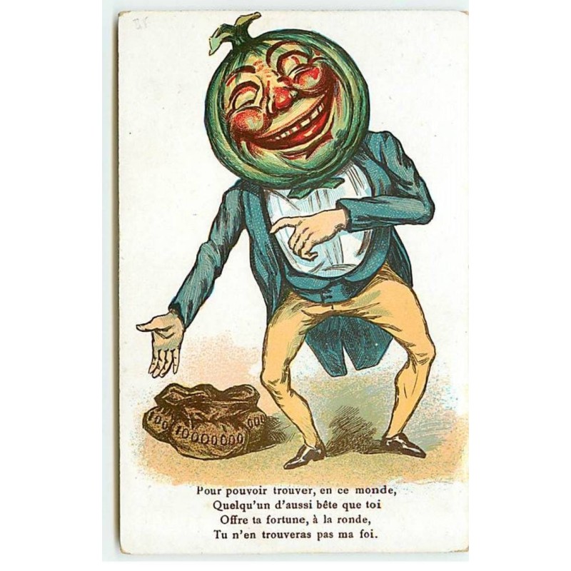 n°21215 - Homme avec une tête de pastèque - Pour pouvoir trouver, en ce monde ... pas ma foi - surréalisme