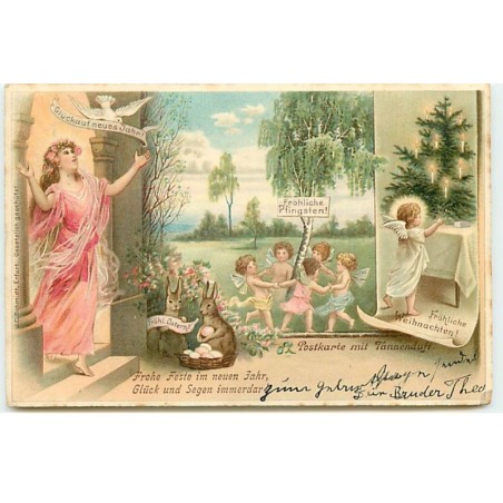 n°21224 - J.C. Schmidt - Postkarte mit Tannenduft - Anges, et lièvres