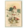 n°21231 - Carte Gaufrée - Gesegnete Weihnachten - Jeune fille près d'une luge - ours en peluche, teddy bear