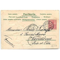 n°21243 - Carte Gaufrée - Style Caspari - Fillette près d'un Bonhomme de Neige