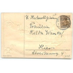 n°21245 - Carte Gaufrée - Viel Glück im Neuen Jahre - Fillette se promenant avec des cochons