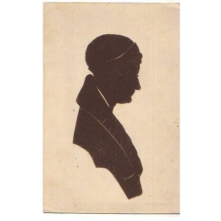n°21259 - Silhouette - Profil d'une femme portant un manteau avec un grand col