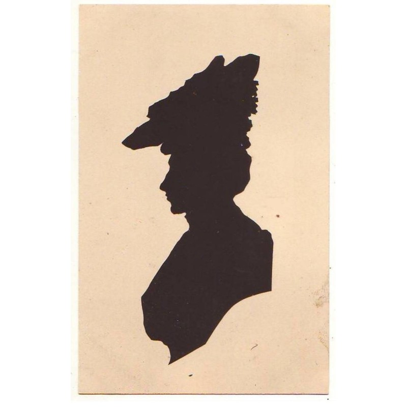 n°21261 - Silhouette - Profil d'une jeune femme portant une coiffure relevée