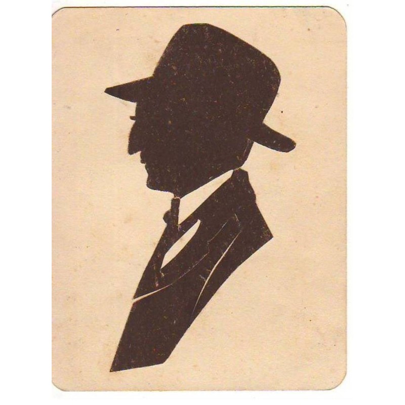 n°21263 - Silhouette - Profil d'un homme en costume et portant un chapeau