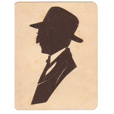 n°21263 - Silhouette - Profil d'un homme en costume et portant un chapeau