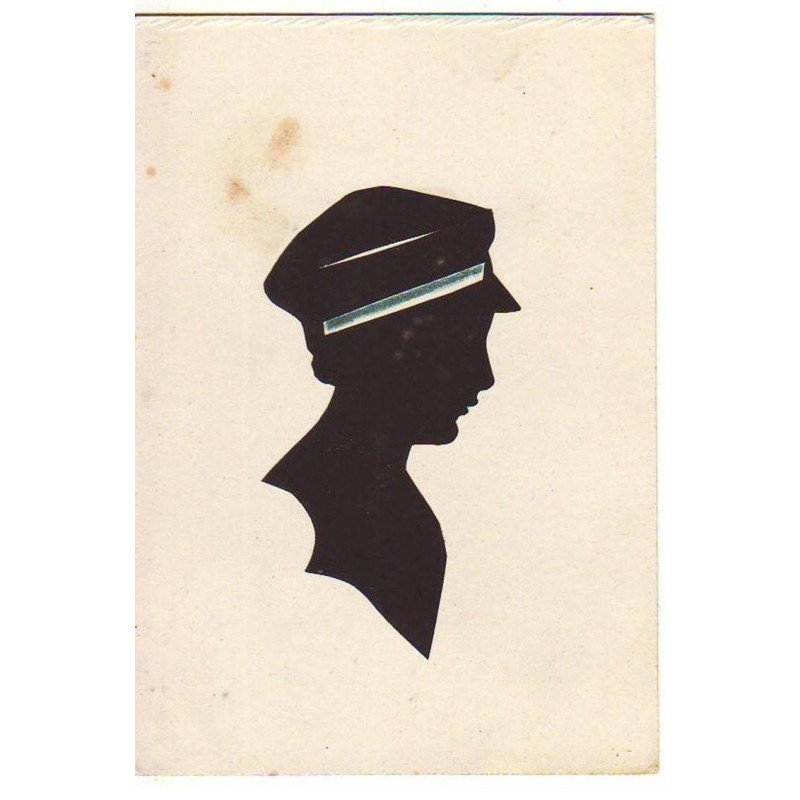 n°21264 - Silhouette - Profil d'une jeune femme portant une sorte de casquette
