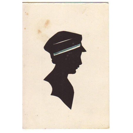 n°21264 - Silhouette - Profil d'une jeune femme portant une sorte de casquette
