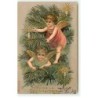 n°21269 - Carte Gaufrée - Fröhliche Weihnachten ! - Anges allumant les bougies décorant un sapin
