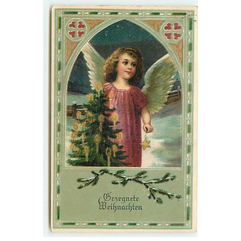 n°21274 - Gesegnete Weihnachten - Ange décorant un sapin