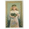 n°21277 - Carte Gaufrée - Christmas Greetings - Fillette portant une couronne de houx sur la tête, et dans une corbeille