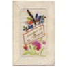 n°21304 - Carte Brodée - Souvenir du 22ème Dragons - Fleurs et libellule