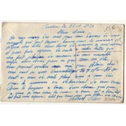 n°21304 - Carte Brodée - Souvenir du 22ème Dragons - Fleurs et libellule