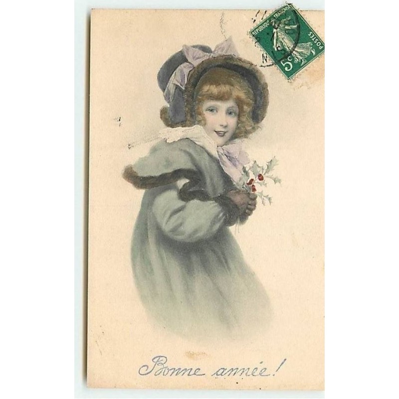 n°11275 - Carte Illustrateur - HCh Vienne n°121 - Bonne Année - Fillette avec du Houx