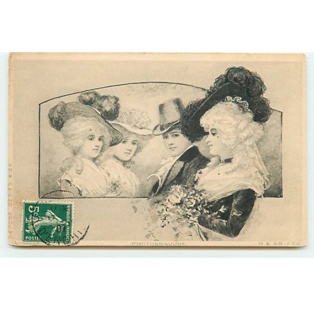 n°21363 - L. Delfrate , Pinx - Un jeune homme entourée de trois jeunes femmes