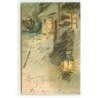 n°21368 - Carte Gaufrée - Bonne Année - Chef de gare portant une lanterne attendant un train sous une tempête de neige