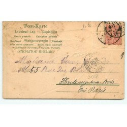 n°21368 - Carte Gaufrée - Bonne Année - Chef de gare portant une lanterne attendant un train sous une tempête de neige