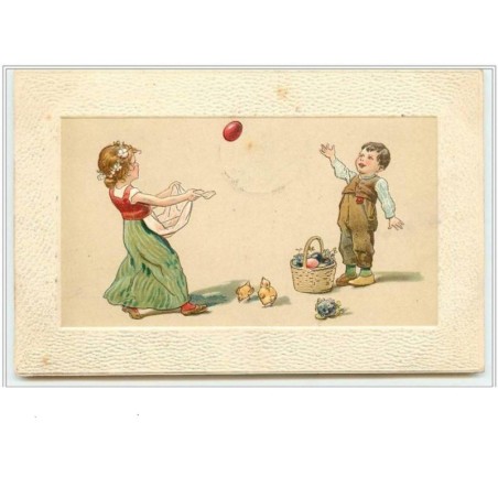 n°2138 - Carte Gaufrée - Enfants se lançant des oeufs