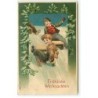 n°21385 - Carte Gaufrée - MSIB 13800 - Fröhliche Weihnachten - Garçon jouant sur des luges