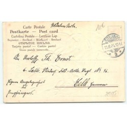 n°21395 - Carte Gaufrée - Fröhliche Pfingsten - Hannetons habillés portant un panier rempli de fleurs