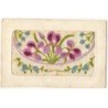 n°21403 - Carte Brodée avec rabat - Iris et Myosotis