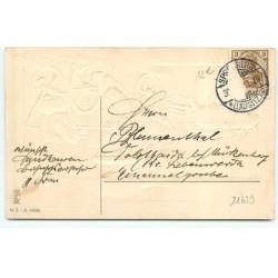 n°21429 - Carte Gaufrée - Viel Glück im Neuen Jahr - Charette remplie de pièces d'or tirée par des cochons