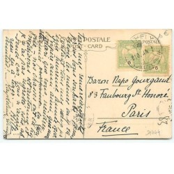 n°21444 - Style Flatscher - Garçon portant une couronne de fleurs, avec un petit chien