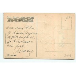 n°21449 - Carte Gaufrée - Aucun garde-champêtre ... à la chasse - Chasseur dans la nacelle d'un dirigeable