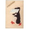 n°21452 - Je Porte Bonheur - Souvenir de 1er Avril - Pinguoin - Carte en feutrine