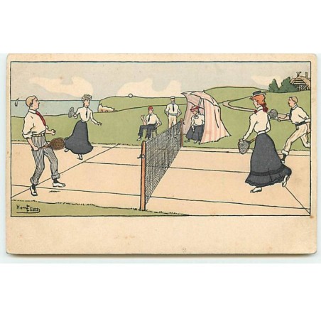 n°21460 - Harry Eliott - Couple faisant une partie de tennis en double mixte