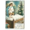 n°21470 - Fröhliche Weihnachten - Ange gardien veillant sur des enfants dans un lit admirant un sapin