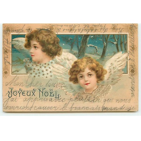 n°21474 - Joyeux Noël - Clapsaddle - Têtes d'anges