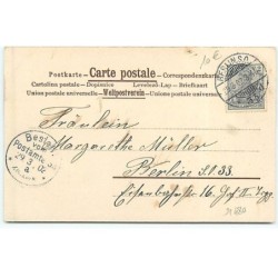 n°21480 - Fröhliche Ostern - Fillette portant dans une hotte deux lièvres