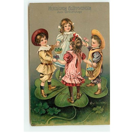 n°21485 - Carte Gaufrée - Herzlichen Glückwunsch zum Geburtstage - Enfants faisant une ronde