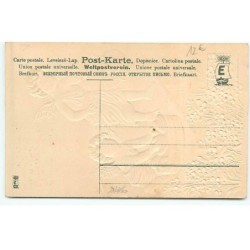 n°21486 - Carte Gaufrée - Anges pêchant avec des coeurs comme hameçon