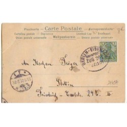 n°21497 - Fillette au milieu d'une couronne de myosotis - Carte à paillette