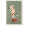 n°2150 - Carte Gaufrée - Angelot avec un parapluie rouge cassé