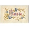 n°21501 - Carte Brodée - Prénom Marie - Myosotis