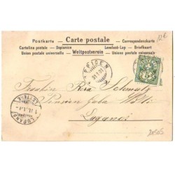 n°21505 - Carte à Perles - Portrait de profil d'une jeune femme avec un chapeau vert