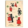 n°21509 - P. Ebner - MM Vienne n°1080 - Herzliche Neujahrsgruss - Fillettes avec un manteau en rouge et des ramoneurs