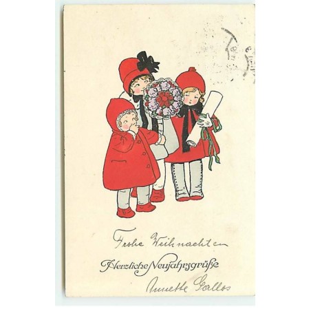 n°21513 - P. Ebner - MM Vienne n°1078 - Herzliche Neujahrsgruss - Fillettes, une avec un bouquet